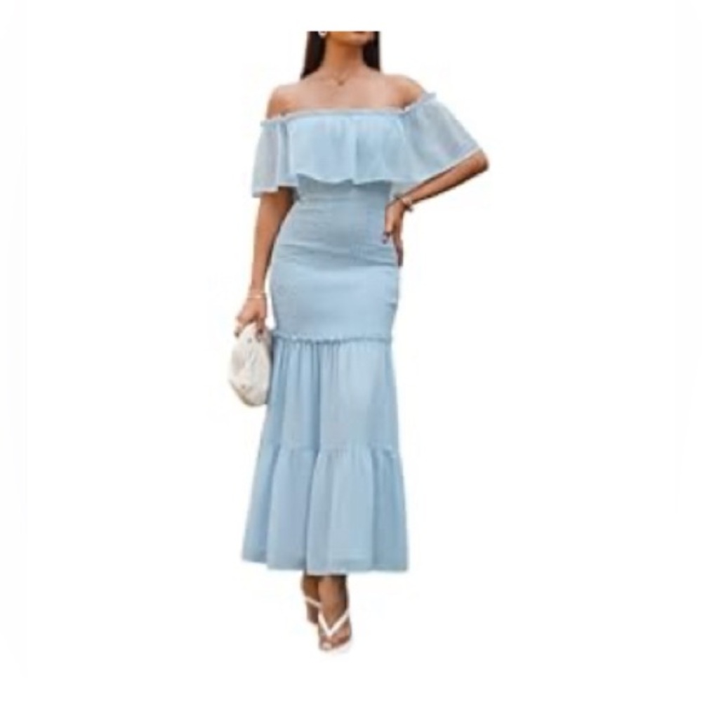 Off Shoulder Long Gown - Maternity Friendly and Stretchy